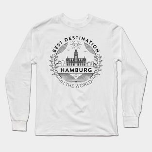 Hamburg Minimal Badge Design Long Sleeve T-Shirt